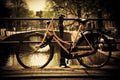 Amsterdam. Romantic canal, bike Royalty Free Stock Photo