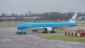 Amsterdam, Schiphol Airport. KLM ASIA Boeing 777 Royalty Free Stock Photo