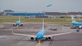 Amsterdam, Schiphol Airport. KLM Boeing 737 are moving to the runway Royalty Free Stock Photo