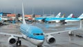 Amsterdam, Schiphol Airport, Nederland. KLM Boeing 737 at the terminal