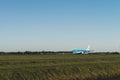 KLM airplane is ready to take off from the runway, Boeing 737-800, KLM royal dutch airlines, runway Polderbaan