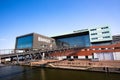 Bimhuis concert hall and harbor in Amsterdam Royalty Free Stock Photo
