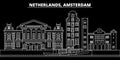 Amsterdam silhouette skyline. Netherlands - Amsterdam vector city, dutch linear architecture. Amsterdam line travel Royalty Free Stock Photo