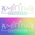Amsterdam skyline. Colorful linear style. Royalty Free Stock Photo