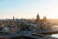 Amsterdam skyline in historical area at night, Amsterdam, Nether Royalty Free Stock Photo