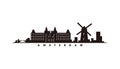 Amsterdam skyline and landmarks silhouette vector Royalty Free Stock Photo