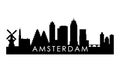 Amsterdam skyline silhouette. Royalty Free Stock Photo