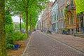 Amsterdam spring morning scene in narrow street Royalty Free Stock Photo