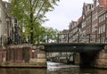 Amsterdam street in Netherlands. bridge in the street Royalty Free Stock Photo
