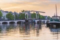 Amsterdam streets and canals during dusk Royalty Free Stock Photo