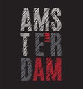 Amsterdam tee print. T-shirt design graphics stamp label typography.