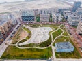 Amsterdam, 6th of December 2020, Aerial drone view on top of europe largest skatepark in The Netherlands Zeeburgereiland