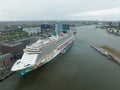 Amsterdam, 11th of may 2022, The Netherlands. norwegian getaway cruise ship at the passenger terminal in Amsterdam city