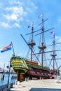 The Amsterdam, three-masted ship, clipper ship, replica, Dutch East India Company ship, Maritime Museum, Amsterdam, Holland, Royalty Free Stock Photo