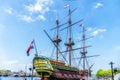 The Amsterdam, three-masted ship, clipper ship, replica, Dutch East India Company ship, Maritime Museum, Amsterdam, Holland, Royalty Free Stock Photo
