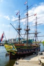 The Amsterdam, three-masted ship, clipper ship, replica, Dutch East India Company ship, Maritime Museum, Amsterdam, Holland, Royalty Free Stock Photo