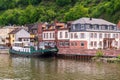 Houses on the Main river on approach to Miltenberg Germany. Royalty Free Stock Photo