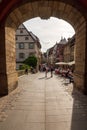 Archway entrance to the Altes Rathaus Old Town Hall in Bamberg Germany Royalty Free Stock Photo