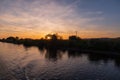 Sunset on the Danube in Germany Royalty Free Stock Photo