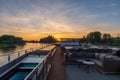 Sunset on the Danube in Germany from Travelmarvel Vega cruise ship Royalty Free Stock Photo