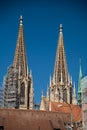 Spires of Dom St Peter St Peter Cathedral Regensburg Germany