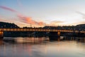 Tram bridge over the Danube Linz Austria