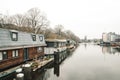 Amsterdam traditional canals houseboats,architecture,dutch vintage mood colors