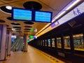 Amsterdam train station empty at night without transportation due to the coronavirus danger