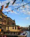 Amsterdam Sunset boat canal Royalty Free Stock Photo