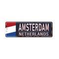 Amsterdam vintage sign Amsterdam retro souvenir template. Travel and vacation theme. Royalty Free Stock Photo