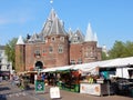 Amsterdam, The Waag monument, Nieuwmarkt square, food market Royalty Free Stock Photo