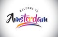 Amsterdam Welcome To Message in Purple Vibrant Modern Colors.