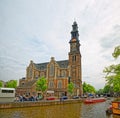 Amsterdam Westerkerk old church in Prinsengracht street