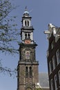 Amsterdam, Western Church (Westerkerk) with beautiful church tower, Holland