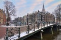 Amsterdam winter bridge Royalty Free Stock Photo