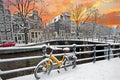 Amsterdam in winter in the Netherlands Royalty Free Stock Photo