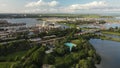 Amsterdam Zeeburg, Flevopark and Cruqius aerial drone view in The Netherlands