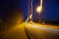Amstract Road lights in night, street post shadow Royalty Free Stock Photo