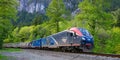 Amtrak Empire builder passenger train in Cascade Mountain Range