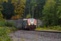 Amtrak Empire Builder passenger train emerges from Cascade Tunnel