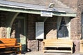 Amtrak sign on station house at Port Henry, NY December 2019 Royalty Free Stock Photo