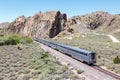 Amtrak Southwest Chief passenger train railway in Los Cerrillos New Mexico, United States