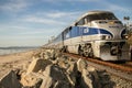 Amtrak train heading to San Clemente beach Station Royalty Free Stock Photo