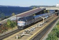 An Amtrak train station along the Hudson River, scenic Route 9G, New York