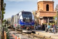 Amtrak train at a station Royalty Free Stock Photo