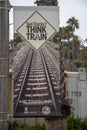 Amtrack Tracks Along the Coast Near San Clemente Royalty Free Stock Photo