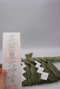 Amulets and shimenawa decorated on a Japanese altar