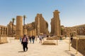 The Amun Temple Complex, the main entrance with tourists, Luxor, Egypt Royalty Free Stock Photo