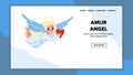 Amur Angel Girl Child Flying With Heart Vector