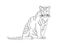 Amur tiger, Bengal, Indo-Chinese, Malay one line art. Continuous line drawing of new year, holidays, christmas Royalty Free Stock Photo